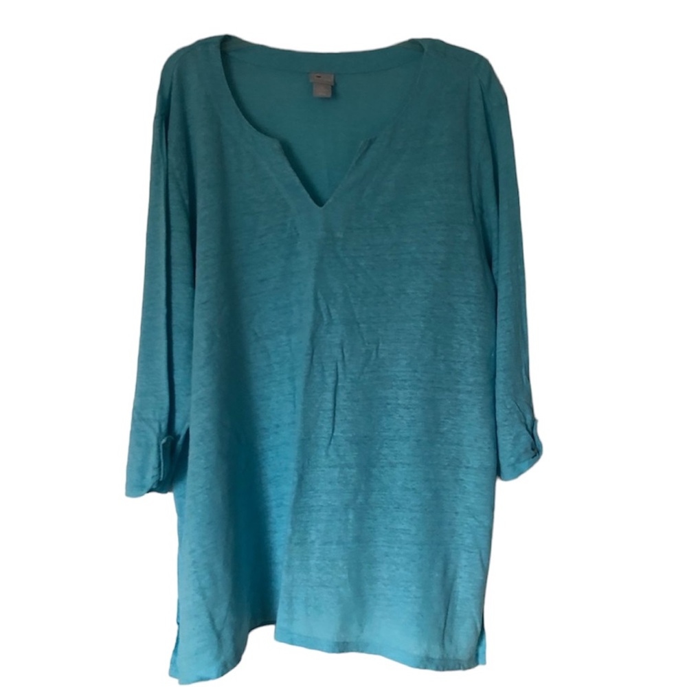 Chico’s Light Aqua Linen Tunic Top